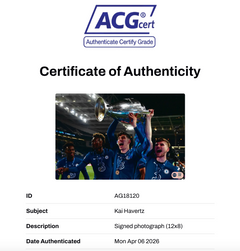 KAI HAVERTZ SIGNED 12X8 CHELSEA FC UCL 2021 WINNERS PHOTO (ACG CERT AG18120)-2