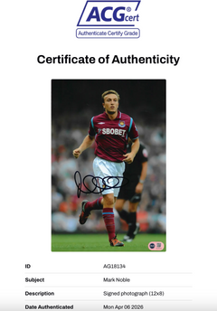 MARK NOBLE SIGNED WEST HAM UNITED 12x8 PHOTO (ACG CERT AG18134)-2