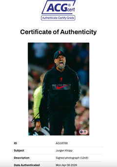 JURGEN KLOPP SIGNED 12x8 LIVERPOOL FC PHOTO (ACG CERT AG18768)-2