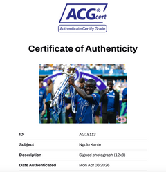 NGOLO KANTE SIGNED CHELSEA FC EPL WINNER 12x8 PHOTO (ACG CERT AG18113)-2