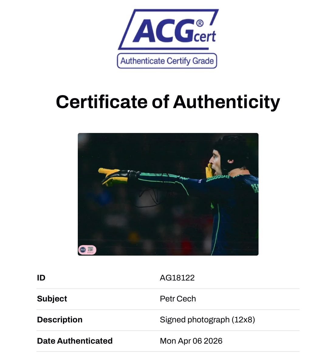 PETR CECH SIGNED 12X8 CHELSEA FC LEGEND PHOTO (ACG CERT AG18122)-2