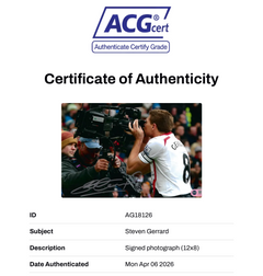 STEVEN GERRARD SIGNED LIVERPOOL FC LEGEND 12x8 PHOTO (ACG CERT AG18126)-2