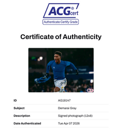 DEMARAI GRAY SIGNED EVERTON FC 12X8 PHOTO (ACG CERT AG18147)-2