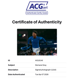 DEMARAI GRAY SIGNED EVERTON FC 12X8 PHOTO (ACG CERT AG18146)-2