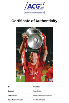 RYAN GIGGS SIGNED MANCHESTER UNITED MOSCOW 12x8 PHOTO (ACG CERT AG18160)-2