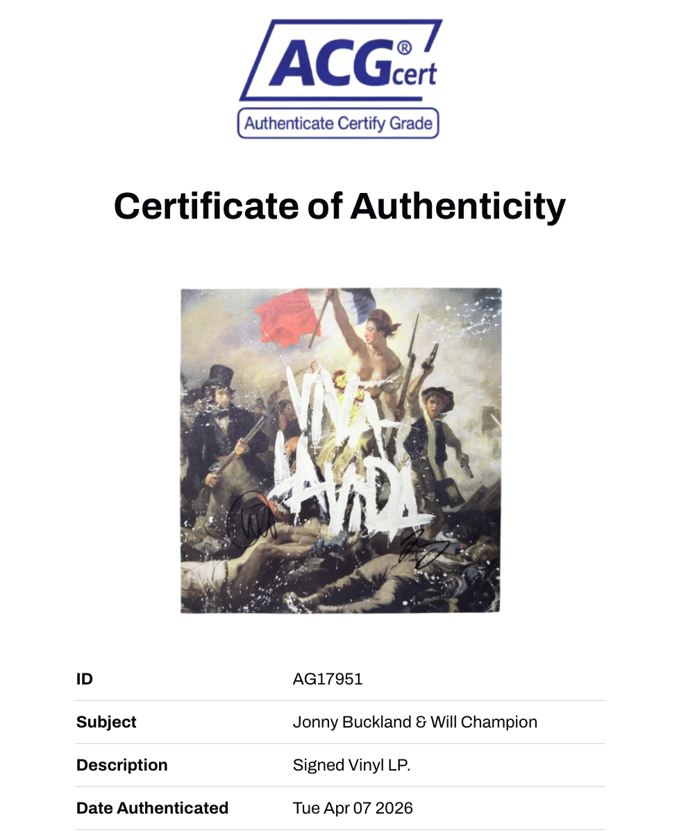 JONNY BUCKLAND & WILL CHAMPION SIGNED COLDPLAY VIVA LA VIDA VINYL (ACG CERT AG17951)