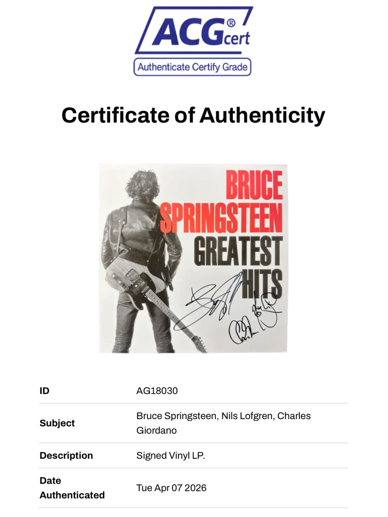 BRUCE SPRINGSTEEN & E-STREET BAND SIGNED GREATEST HITS VINYL LP (ACG CERT AG18030)-2