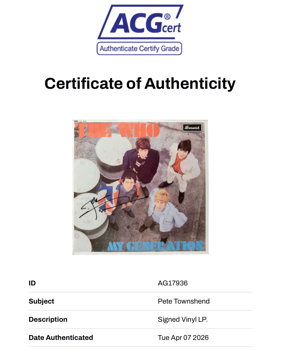 PETE TOWNSHEND SIGNED THE WHO VINYL 12" LP (ACG CERT AG17936)