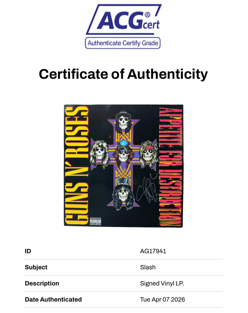 SLASH SIGNED GUNS N ROSES APPETITE FOR DESTRUCTION VINYL (ACG CERT AG17941)-3