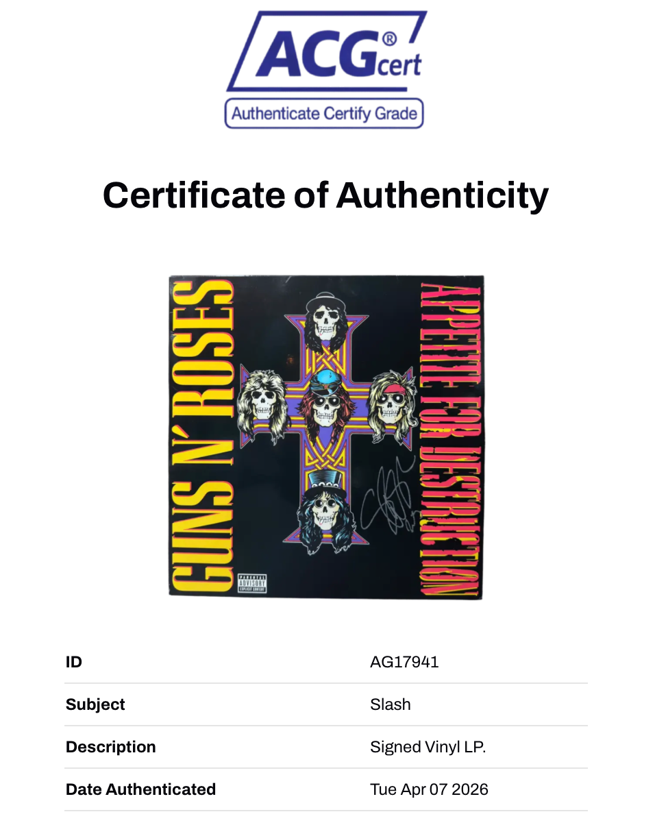 SLASH SIGNED GUNS N ROSES APPETITE FOR DESTRUCTION VINYL (ACG CERT AG17941)