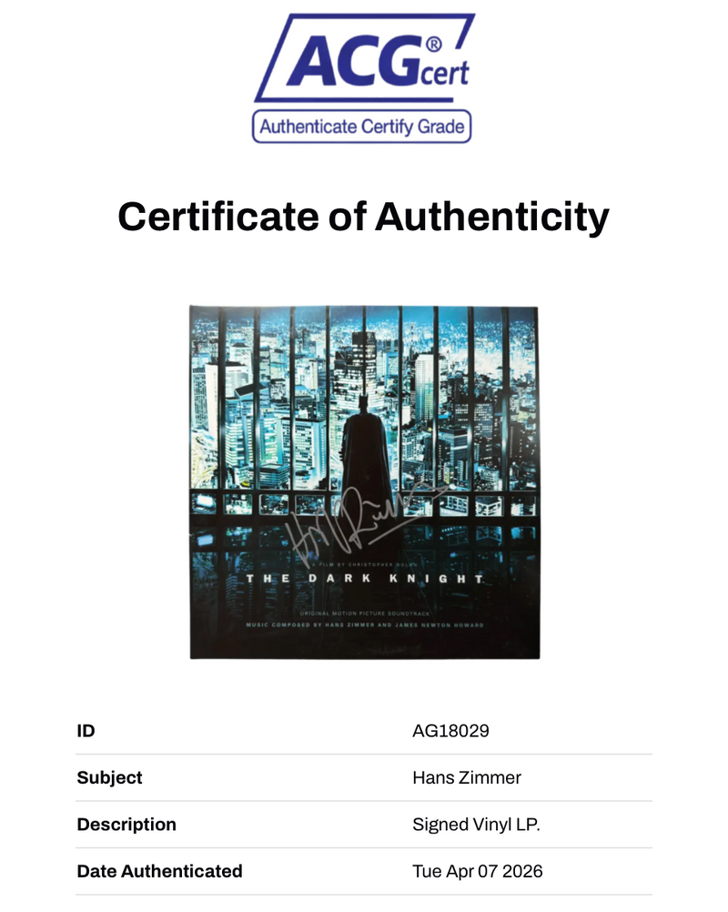 HANS ZIMMER SIGNED BATMAN THE DARK KNIGHT SOUNDTRACK VINYL (ACG CERT AG18029)-2