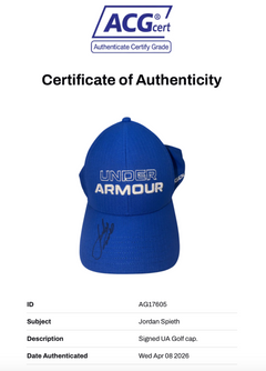 JORDAN SPIETH SIGNED UNDER ARMOUR GOLF OFFICIAL BLUE CAP (ACG CERT AG17605)-2
