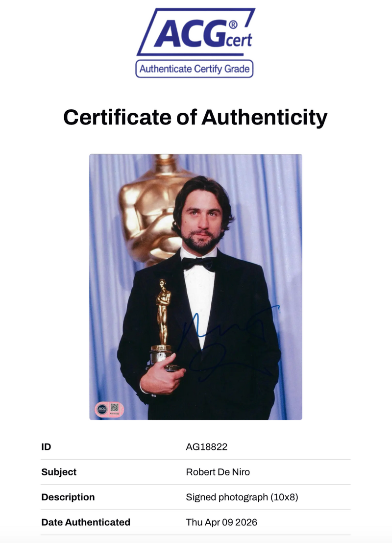 ROBERT DE NIRO SIGNED OSCAR WINNER 10X8 PHOTO (ACG CERT AG18822)-2