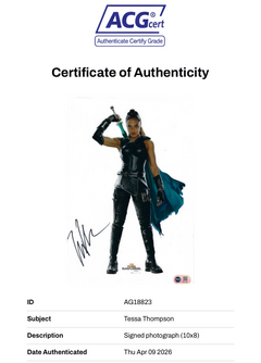 TESSA THOMPSON SIGNED VALKYRIE THOR RAGNAROK 12x8 PHOTO (ACG CERT AG18823)-2