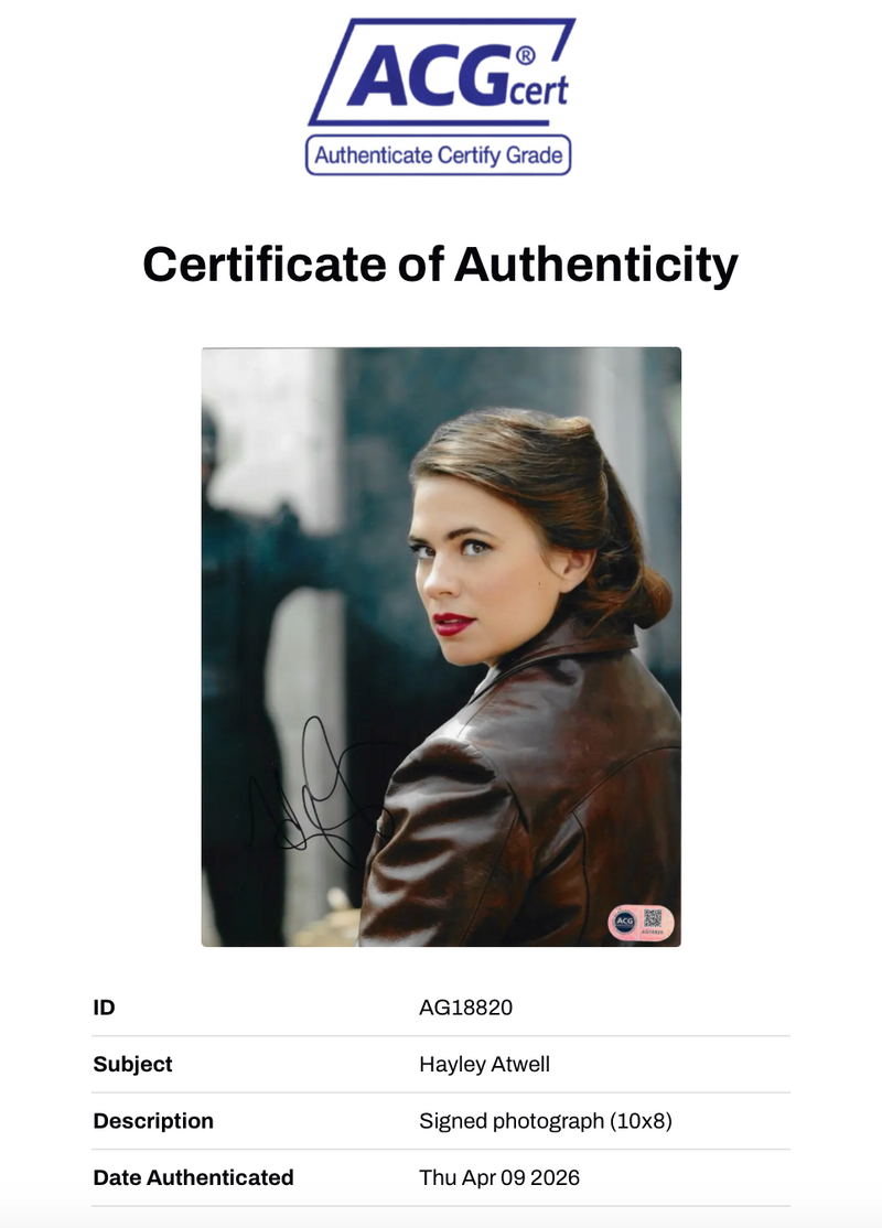 HAYLEY ATWELL CAPTAIN AMERICA SIGNED 10x8 PHOTO (ACG CERT AG18820)-2