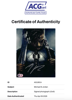 MICHAEL B JORDAN SIGNED BLACK PANTHER KILLMONGER 10X8 PHOTO (ACG CERT AG18814)-2