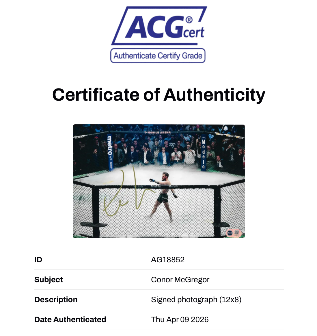 CONOR MCGREGOR SIGNED 12X8 PHOTOGRAPH UFC NOTORIOUS (ACG CERT AG18852)-2