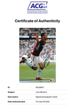 JOHN MCGINN SIGNED ASTON VILLA 12X8 PHOTOGRAPH (ACG CERT AG178850)-2