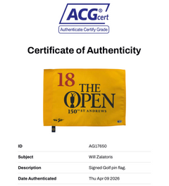 WILL ZALATORIS SIGNED GOLF 150TH OPEN PIN FLAG ST ANDREWS (ACG CERT AG17650)-2