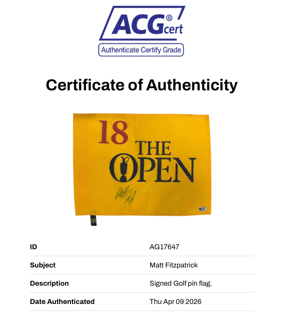 MATT FITZPATRICK SIGNED 150TH OPEN ANNIVERSARY PIN FLAG (ACG CERT AG17647)-2