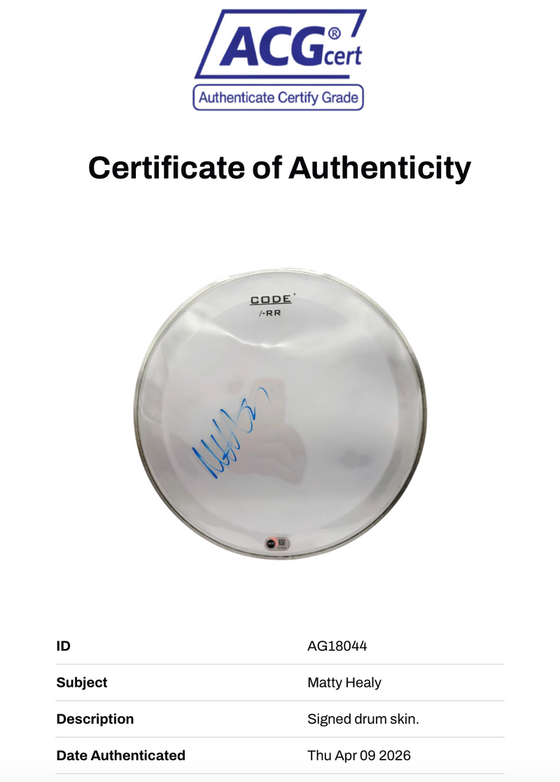 MATTY HEALY THE 1975 SIGNED 12" DRUMSKIN (ACG CERT AG18044)-2