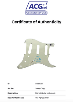 SNOOP DOGGY DOGG SIGNED GUITAR PICK GUARD (ACG CERT AG18037)-2