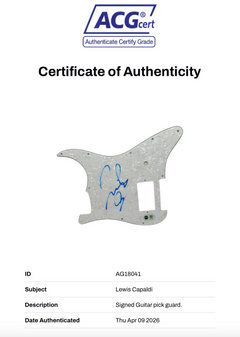 LEWIS CAPALDI SIGNED GUITAR PICK GUARD (ACG CERT AG18041)-2
