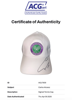 CARLOS ALCARAZ SIGNED WHITE WIMBLEDON TENNIS CAP (ACG CERT AG17609)-2
