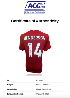 JORDAN HENDERSON SIGNED 19/20 LIVERPOOL LEAGUE WINNERS SHIRT (ACG CERT AG18845)-2