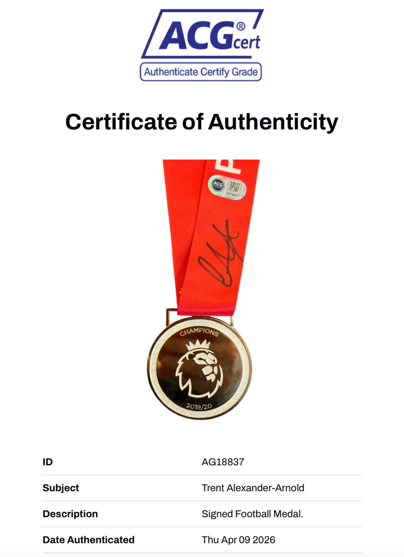 TRENT ALEXANDER-ARNOLD SIGNED LIVERPOOL 19/20 LEAGUE WINNERS MEDAL (ACG CERT AG18837)-3