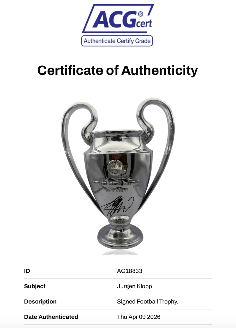 JURGEN KLOPP SIGNED REPLICA CHAMPIONS LEAGUE TROPHY 32CM (ACG CERT AG18833)-2