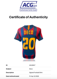 DECO SIGNED FC BARCELONA 2005/06 HOME UCL SHIRT (ACG CERT AG18847)-2