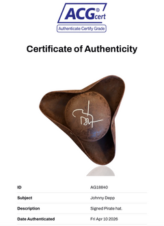JOHNNY DEPP SIGNED PIRATES OF THE CARIBBEAN PIRATE HAT (ACG CERT AG18840)-2