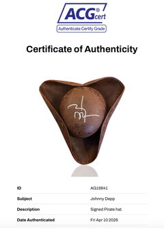JOHNNY DEPP SIGNED PIRATES OF THE CARIBBEAN PIRATE HAT (ACG CERT AG18841)-2