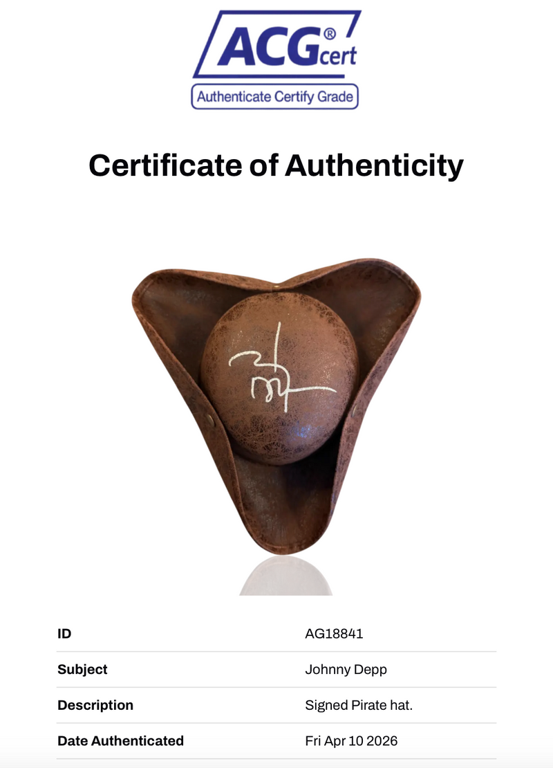 JOHNNY DEPP SIGNED PIRATES OF THE CARIBBEAN PIRATE HAT (ACG CERT AG18841)-2