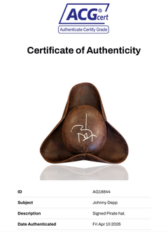 JOHNNY DEPP SIGNED PIRATES OF THE CARIBBEAN PIRATE HAT (ACG CERT AG18844)-2