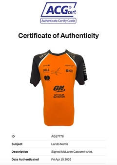 LANDO NORRIS SIGNED MCLAREN FORMULA 1 CHAMPION T-SHIRT (ACG CERT AG17778)-2