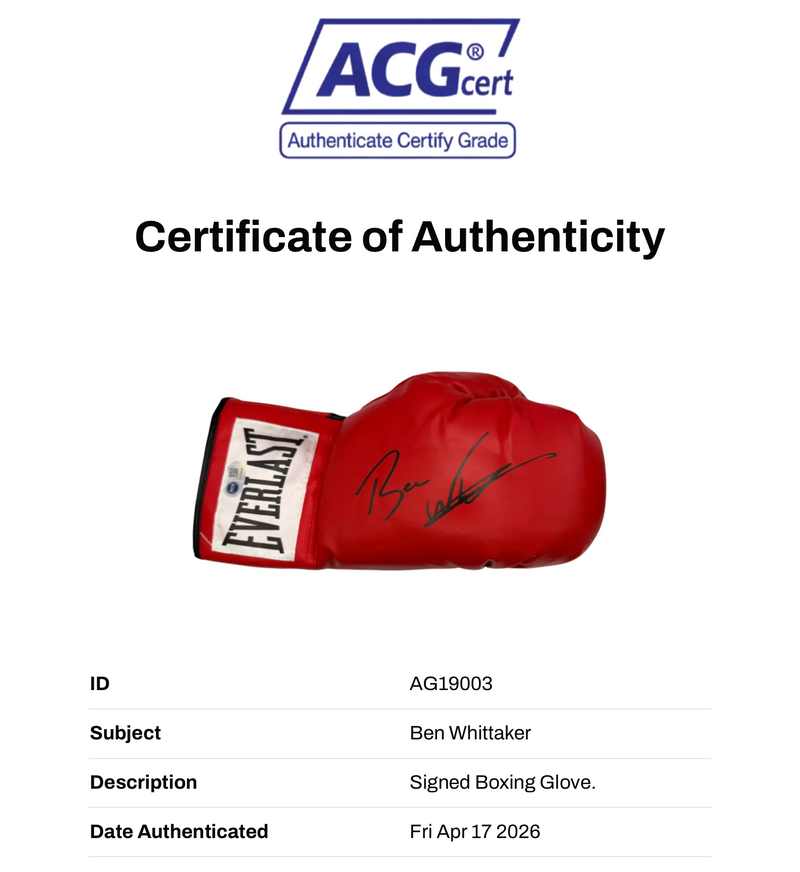 BEN WHITTAKER THE SURGEON SIGNED RED EVERLAST BOXING GLOVE (ACG CERT AG19003)-3