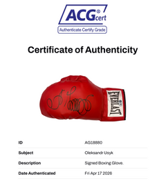 OLEKSANDR USYK SIGNED RED EVERLAST BOXING GLOVE UNDISPUTED CHAMP (ACG CERT AG18880)-3