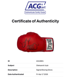 OLEKSANDR USYK SIGNED RED EVERLAST BOXING GLOVE UNDISPUTED CHAMP (ACG CERT AG18881)-3
