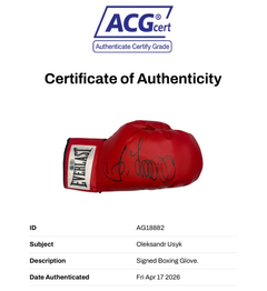 OLEKSANDR USYK SIGNED RED EVERLAST BOXING GLOVE UNDISPUTED CHAMP (ACG CERT AG18882)-3