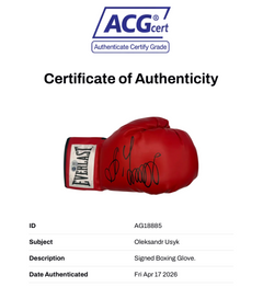 OLEKSANDR USYK SIGNED RED EVERLAST BOXING GLOVE UNDISPUTED CHAMP (ACG CERT AG18885)-3