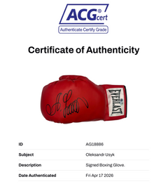 OLEKSANDR USYK SIGNED RED EVERLAST BOXING GLOVE UNDISPUTED CHAMP (ACG CERT AG18886)-3