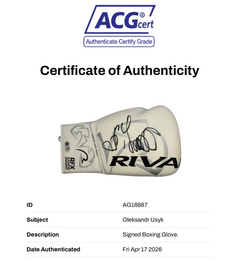 OLEKSANDR USYK SIGNED WHITE RIVAL BOXING GLOVE UNDISPUTED CHAMP (ACG CERT AG18887)-3