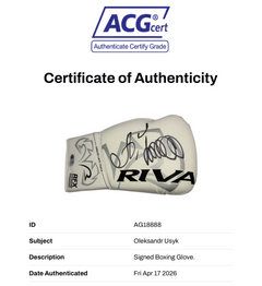 OLEKSANDR USYK SIGNED WHITE RIVAL BOXING GLOVE UNDISPUTED CHAMP (ACG CERT AG18888)-3