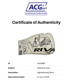 OLEKSANDR USYK SIGNED WHITE RIVAL BOXING GLOVE UNDISPUTED CHAMP (ACG CERT AG18889)-3