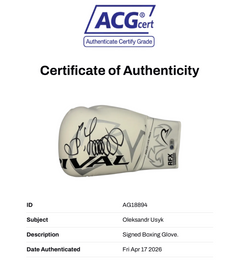 OLEKSANDR USYK SIGNED WHITE RIVAL BOXING GLOVE UNDISPUTED CHAMP (ACG CERT AG18894)-3