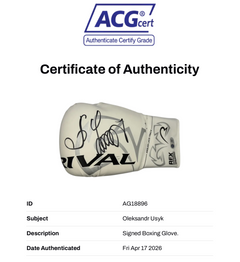 OLEKSANDR USYK SIGNED WHITE RIVAL BOXING GLOVE UNDISPUTED CHAMP (ACG CERT AG18896)-3