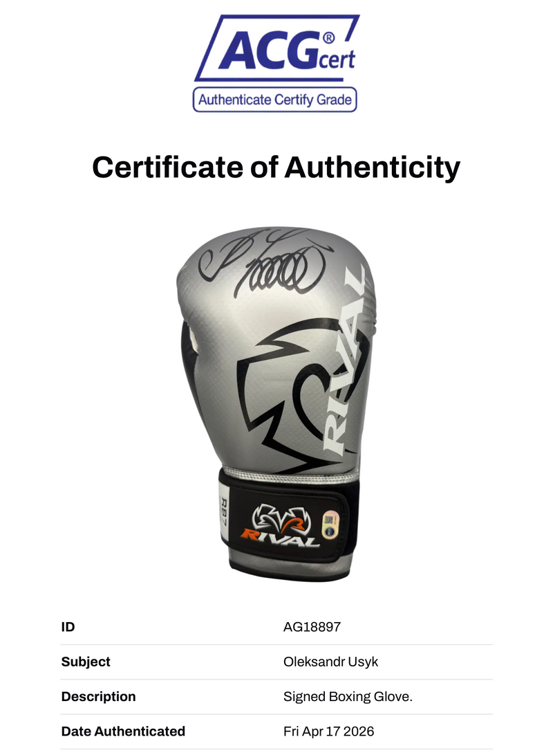 OLEKSANDR USYK SIGNED SILVER RIVAL BOXING GLOVE UNDISPUTED CHAMP (ACG CERT AG18897)-3