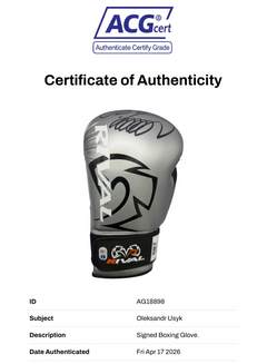 OLEKSANDR USYK SIGNED SILVER RIVAL BOXING GLOVE UNDISPUTED CHAMP (ACG CERT AG18898)-3